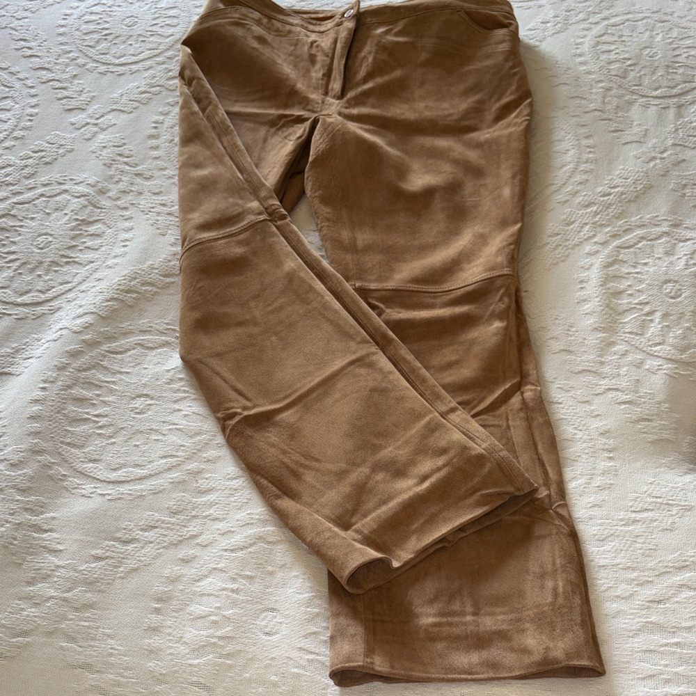 BNWOT Covington Women’s Tan Suede Leather Pants 14